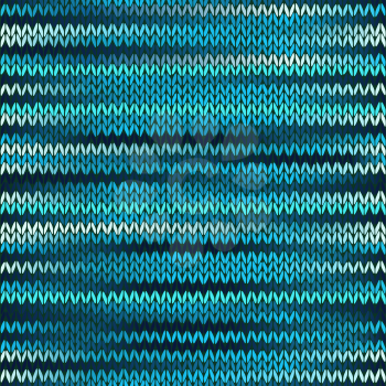 Style Seamless Knitted Melange Pattern. Blue Turquoise Black White Color Vector Illustration