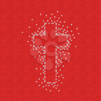 Style Seamless Red White Color Knitted Pattern with Stylized Cross