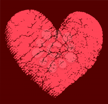 Vector illustration of bbroken red heart