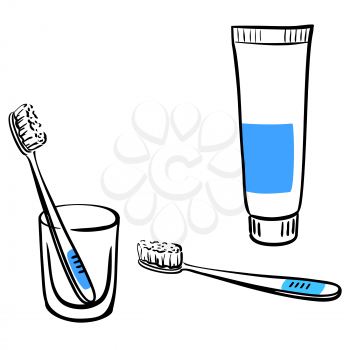 Set of subjects for a toothbrushing vector illustration