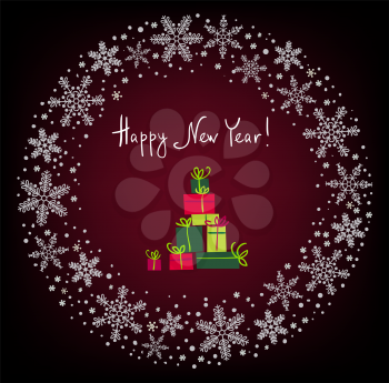 Vector Christmas Wreath with text Happy New Year
