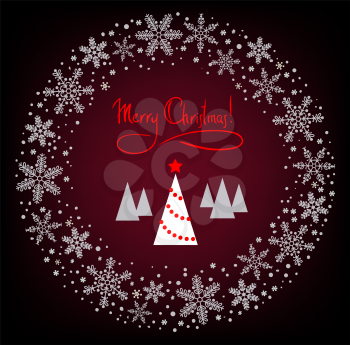 Vector Christmas Wreath with tree and red star