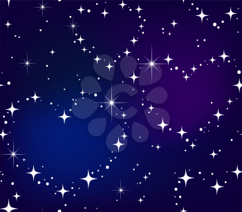 Seamless pattern Star heart in night sky 