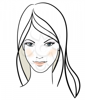 Beauty girl face. Hand-drawn fashion model. Vector illustration