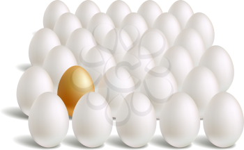 white & unique gold eggs rows