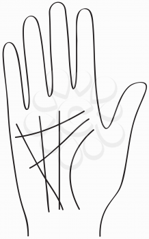 hand, Chiromancy lines, Black contour of a palm