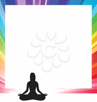 announcement form with silhouette illustration of a woman figure doing meditation 