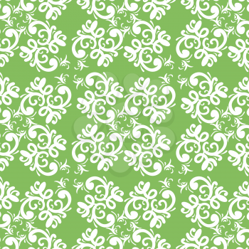 ornate vector green white seamless pattern