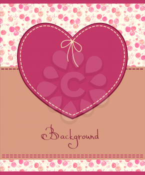 vector pink heart textile label 