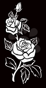 Vector graphic art of Rose flower with leaves