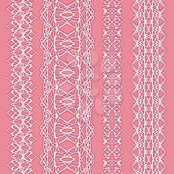 Collection of cute white straight lace (vector set)