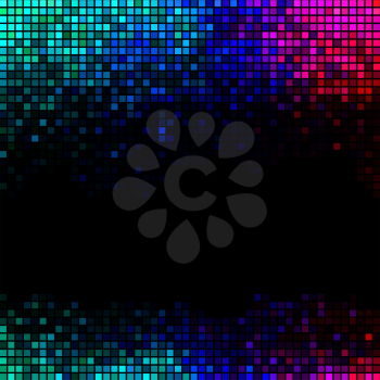 Multicolor abstract lights disco background. Square pixel mosaic vector 