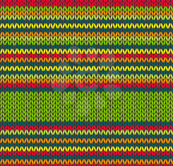Style Seamless Red Green Yellow Color Vector Knitted Pattern 
