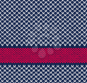 Style Seamless Marine Blue White Red Color Knitted Vector Pattern