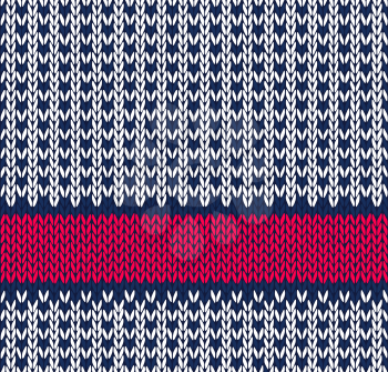 Style Seamless Blue White Red Color Knitted Vector Pattern
