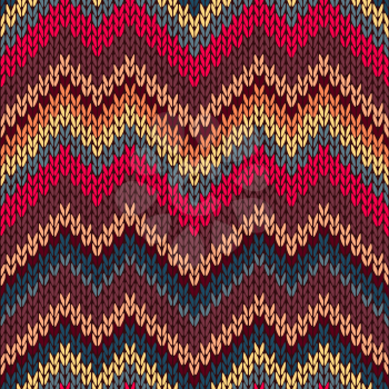 Style Seamless Knitted Pattern. Red Blue Brown Yellow Orange Color Illustration from my large Collection of Samples of knitted Fabrics