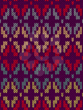 Style Seamless Knitted Pattern. Red Gray Blue Orange Yellow Violet Color Illustration from my large Collection of Samples of knitted Fabrics 