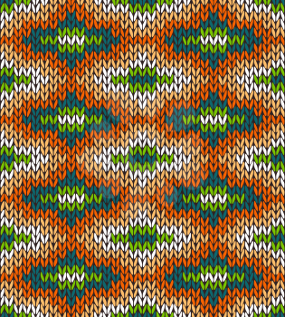 Style Seamless Knitted Pattern. Blue Green Orange White Color Illustration from my large Collection of Samples of knitted Fabrics 