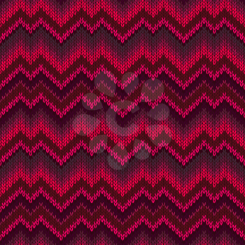 Red Zigzag Wave Style Passion Seamless Ornamental Knitted Pattern