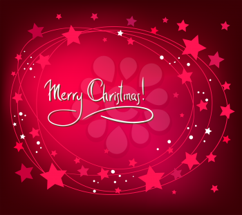 Christmas Abstract Card with White Stars on Red Background. Simple Vector Design