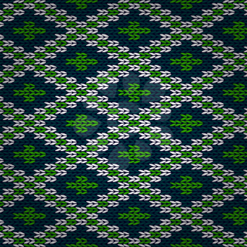 Seamless Knitted Pattern. Style Knit woolen jacquard ornament texture. Fabric color tracery background 
