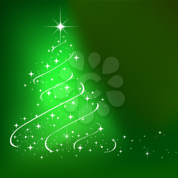 Abstract winter background with stars Christmas tree