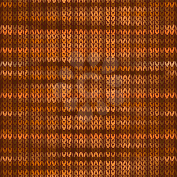 Seamless Knitted Melange Pattern. Orange Brown Color Vector Illustration