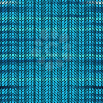 Style Seamless Knitted Melange Pattern. Blue Turquoise Color Vector Illustration