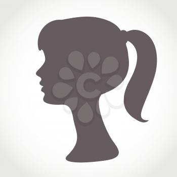 Girl face silhouette isolated on white. Simple abstract portrait