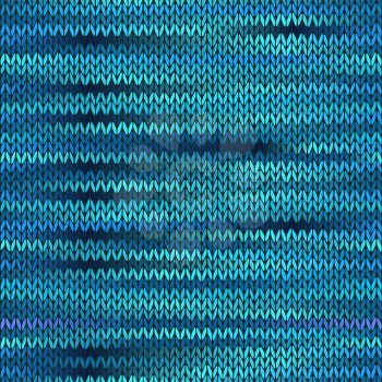 Style Seamless Knitted Melange Pattern. Blue Turquoise Black White Color Vector Illustration
