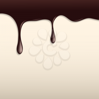Melted Dark Chocolate Dripping on Light Background 