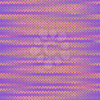 Style Seamless Knitted Melange Pattern. Pink Yellow Lilac Color Vector Illustration