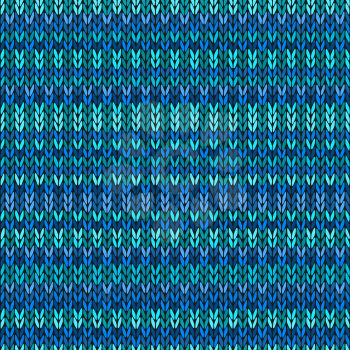 Vector Needlework Background, Blue Ornamental Knitted Pattern