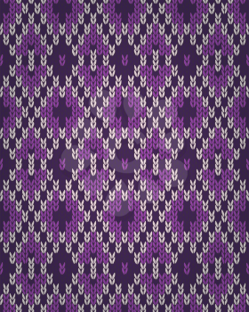 Seamless Orchid Color Knitted Pattern. Style Knit woolen jacquard ornament texture. Fabric color tracery background