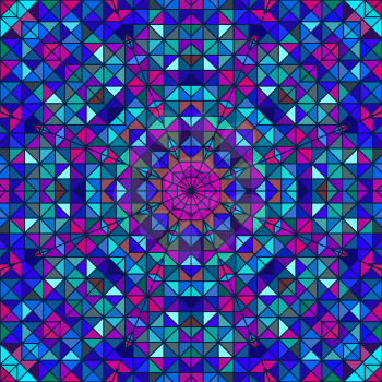 Abstract Colorful Digital Decorative Flower. Geometric Contrast Line Star and Blue Pink Cyan Color Artistic Backdrop