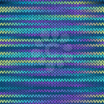 Style Seamless Knitted Melange Pattern. Blue Yellow Violet Color Vector Illustration