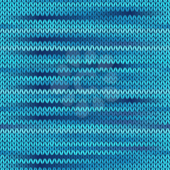 Style Seamless Knitted Melange Pattern. Blue Color Vector Illustration