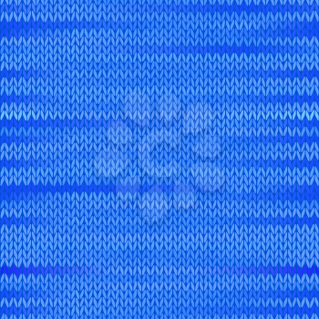 Style Seamless Knitted Melange Pattern. Blue Color Vector Illustration