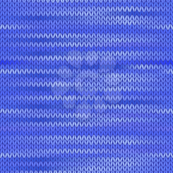 Style Seamless Knitted Melange Pattern. Blue Violet White Color Vector Illustration