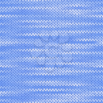 Style Seamless Knitted Melange Pattern. Blue White Color Vector Illustration
