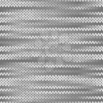 Style Seamless Knitted Melange Pattern. White Grey Color Vector Illustration