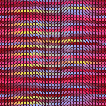 Style Seamless Knitted Melange Pattern. Red Blue Yellow Pink Color Vector Illustration