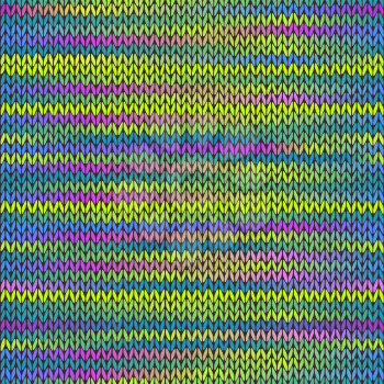 Style Seamless Knitted Melange Pattern. Blue Yellow Pink Color Vector Illustration