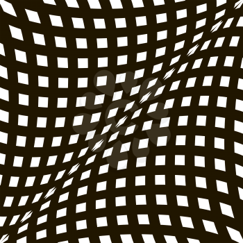 Black and white optical illusion. Op art vector background with frame. Abstract lines distortion effect