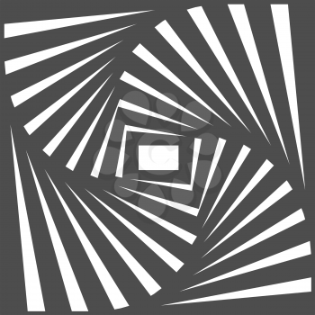 Black and white optical illusion. Op art vector background with frame. Abstract lines distortion effect