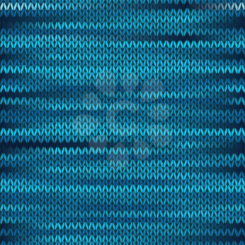 Style Seamless Knitted Melange Pattern. Blue Black Color Vector Illustration