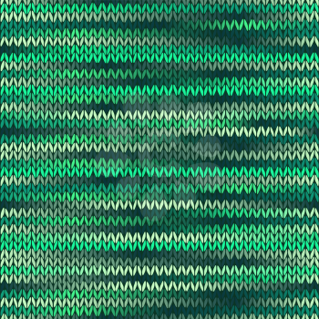 Style Seamless Knitted Melange Pattern. Green White Black Color Vector Illustration