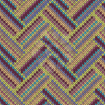 Seamless knitted pattern. Multicolored repeating tribal template