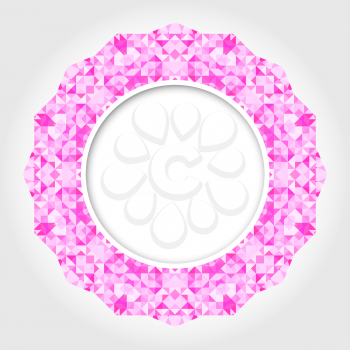 Abstract White Round Frame with Pink Digital Border