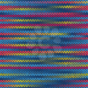 Style Seamless Knitted Melange Pattern. Blue Yellow Red Color Vector Illustration